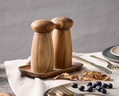 Aida RAW Teaktræ lille kværnsæt med bakke 13,4 cm