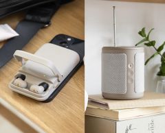 Kreafunk Dabbie og toCHARGE GO, ivory sand